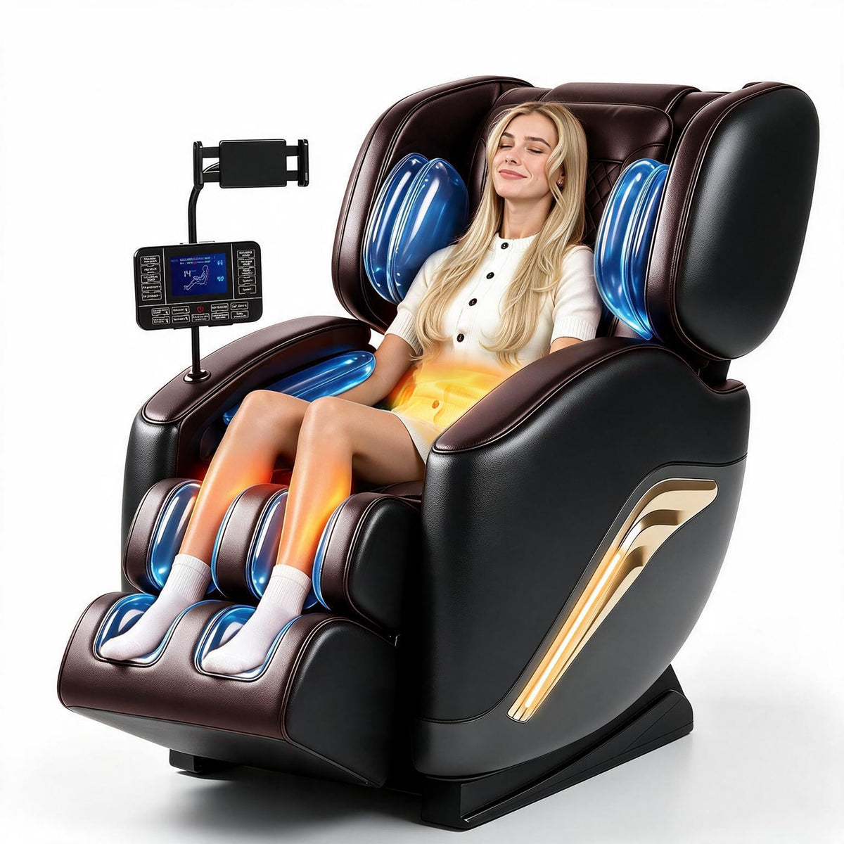Massage Chair Full Body Zero Gravity Massage Chair with Back Cushion,Brown
