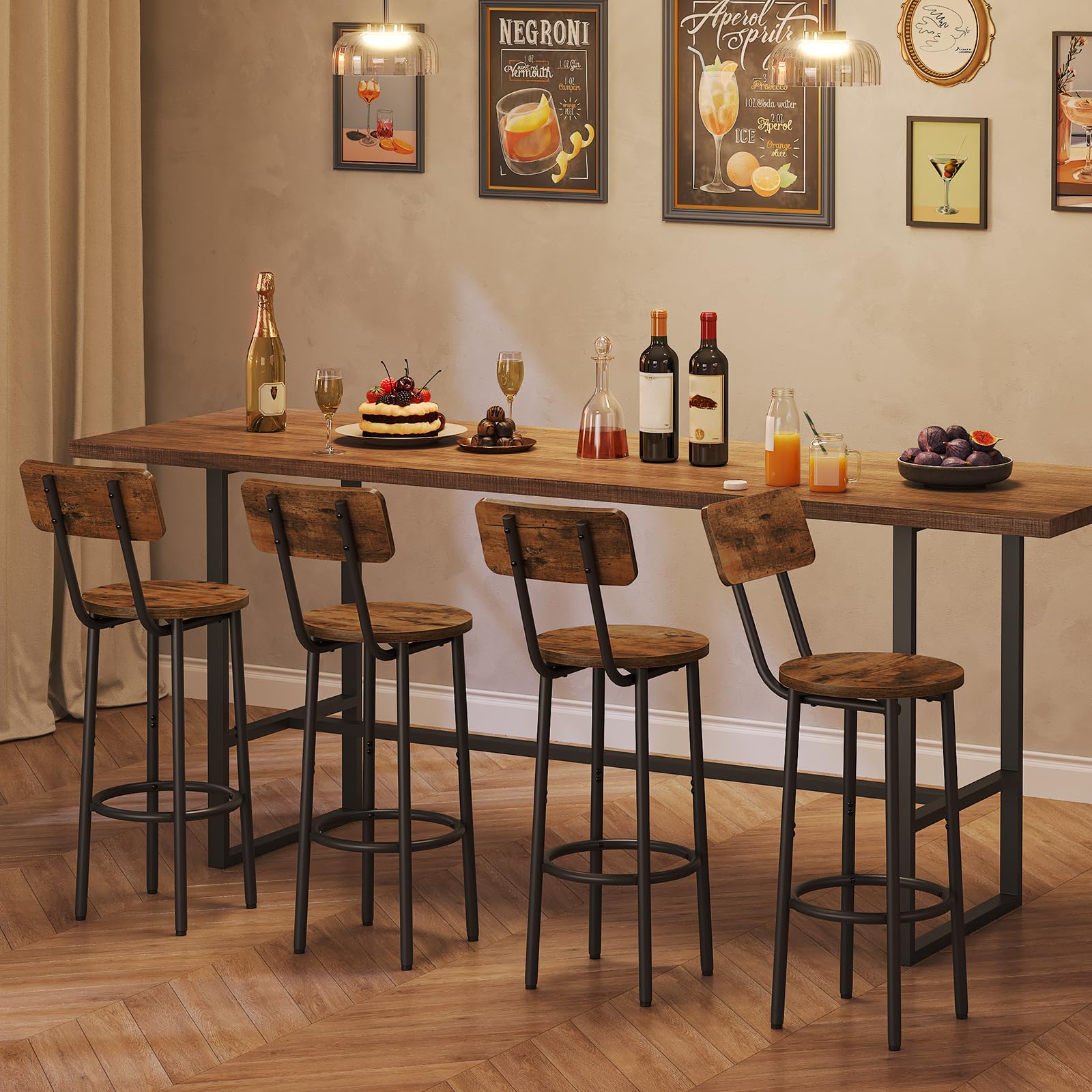 Round Back Bar Stools Set of 2