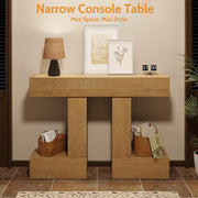 Vividwood 47.24-Inch Console Table, Farmhouse Sofa Table Behind Couch with Storage, Industrial Entryway Table for Living Room, Hallway, Entrance & Foyer, Natural Wood Finish