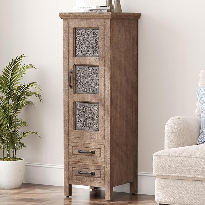 Vintage Wood Storage Cabinet with Drawers