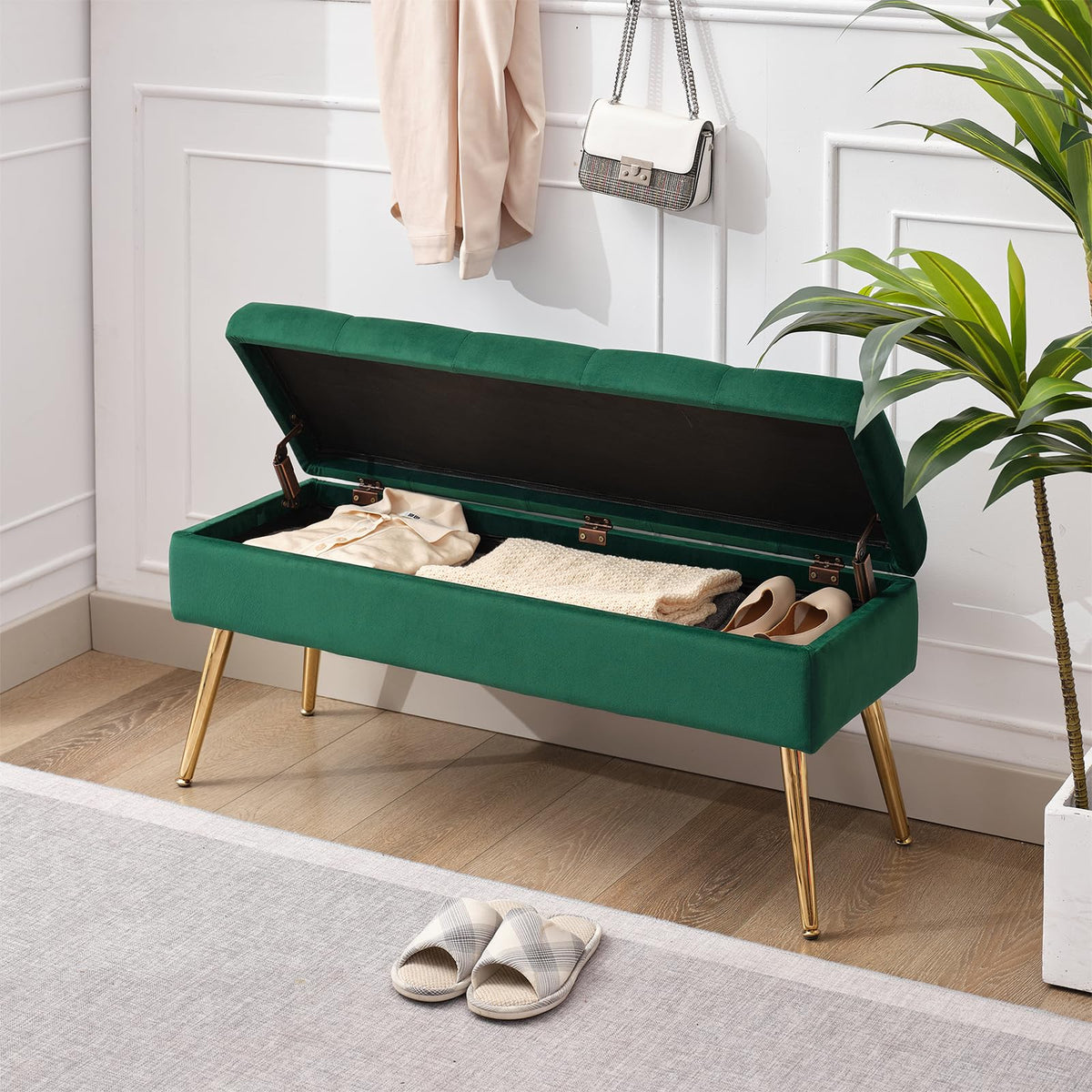 Velvet Storage Bench