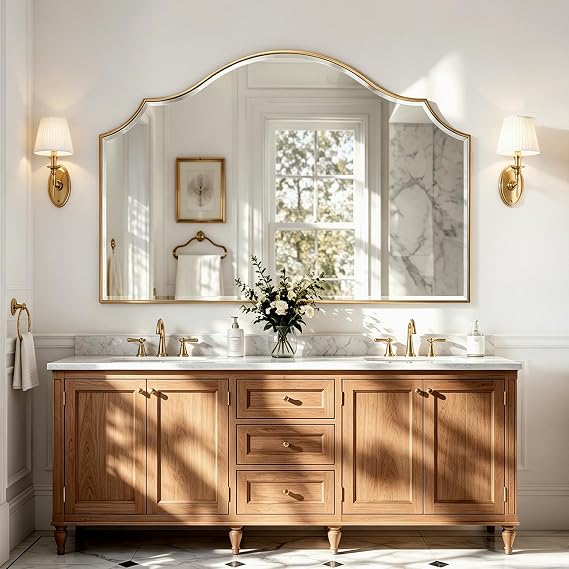 Gold Scalloped Arched Wall Mirror