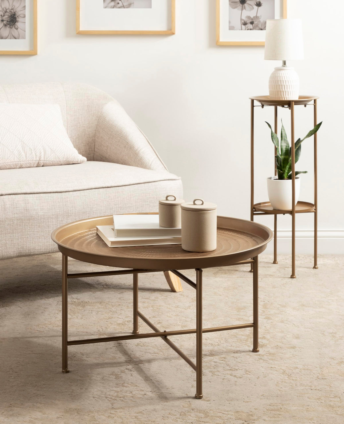 Gold Hammered Metal Coffee Table