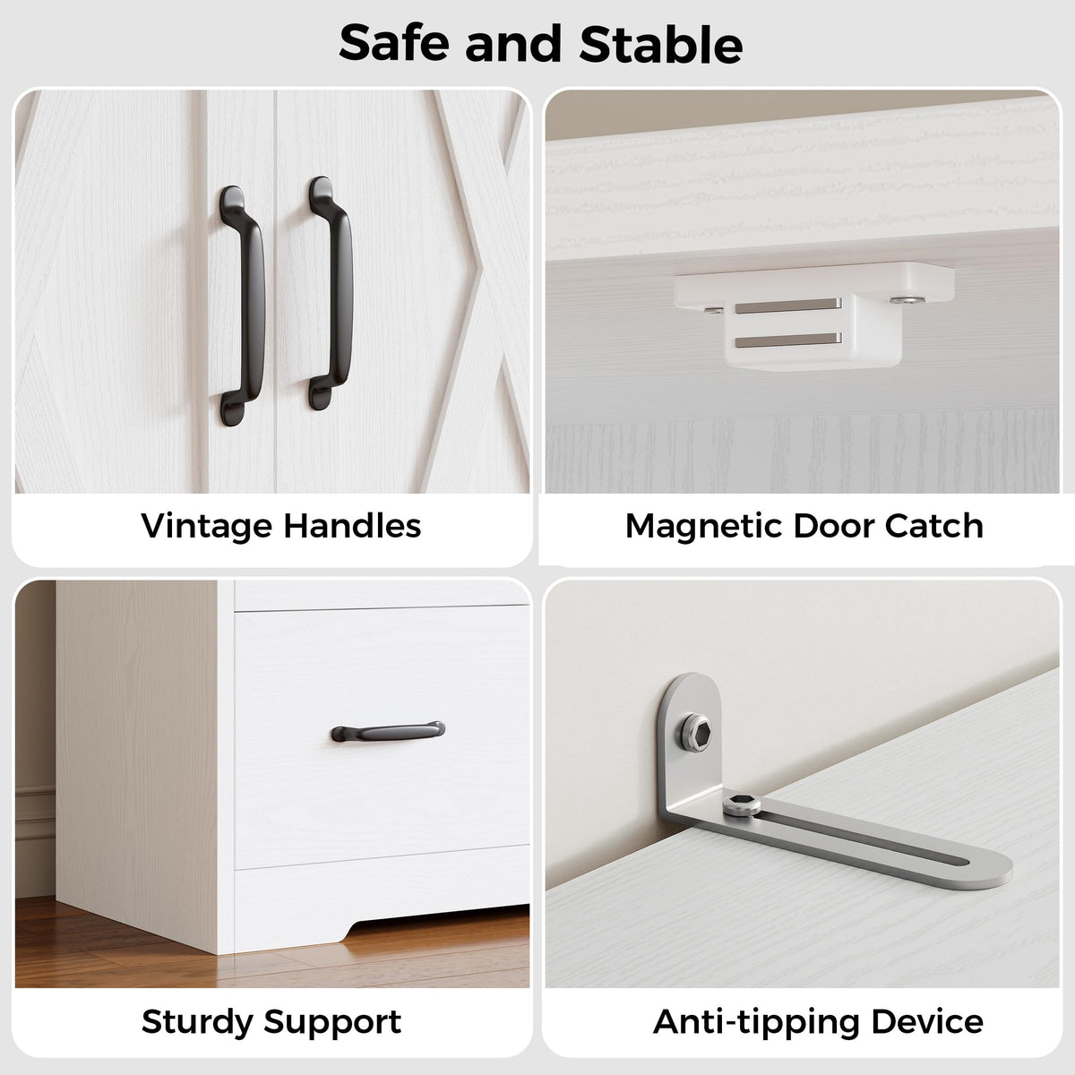 IRONCK Pantry Cabinet, Kitchen Storage Cabinet with 3 Door & Drawer, White