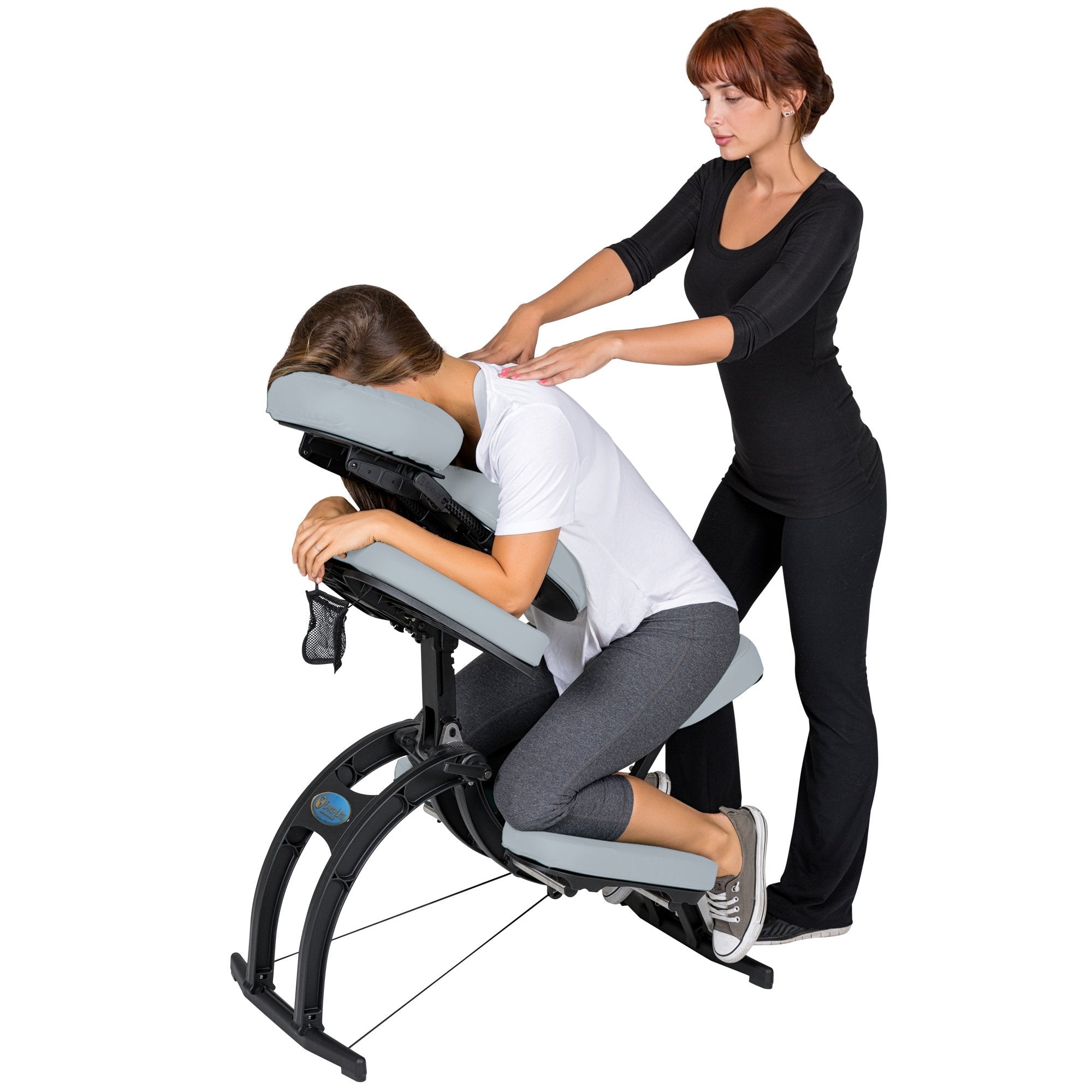 EarthLite Portable Massage Chair Avila II - Premium, Highly Adjustable, Foldable Spa/Tattoo Chair incl. Rolling Carry Case, Sterling