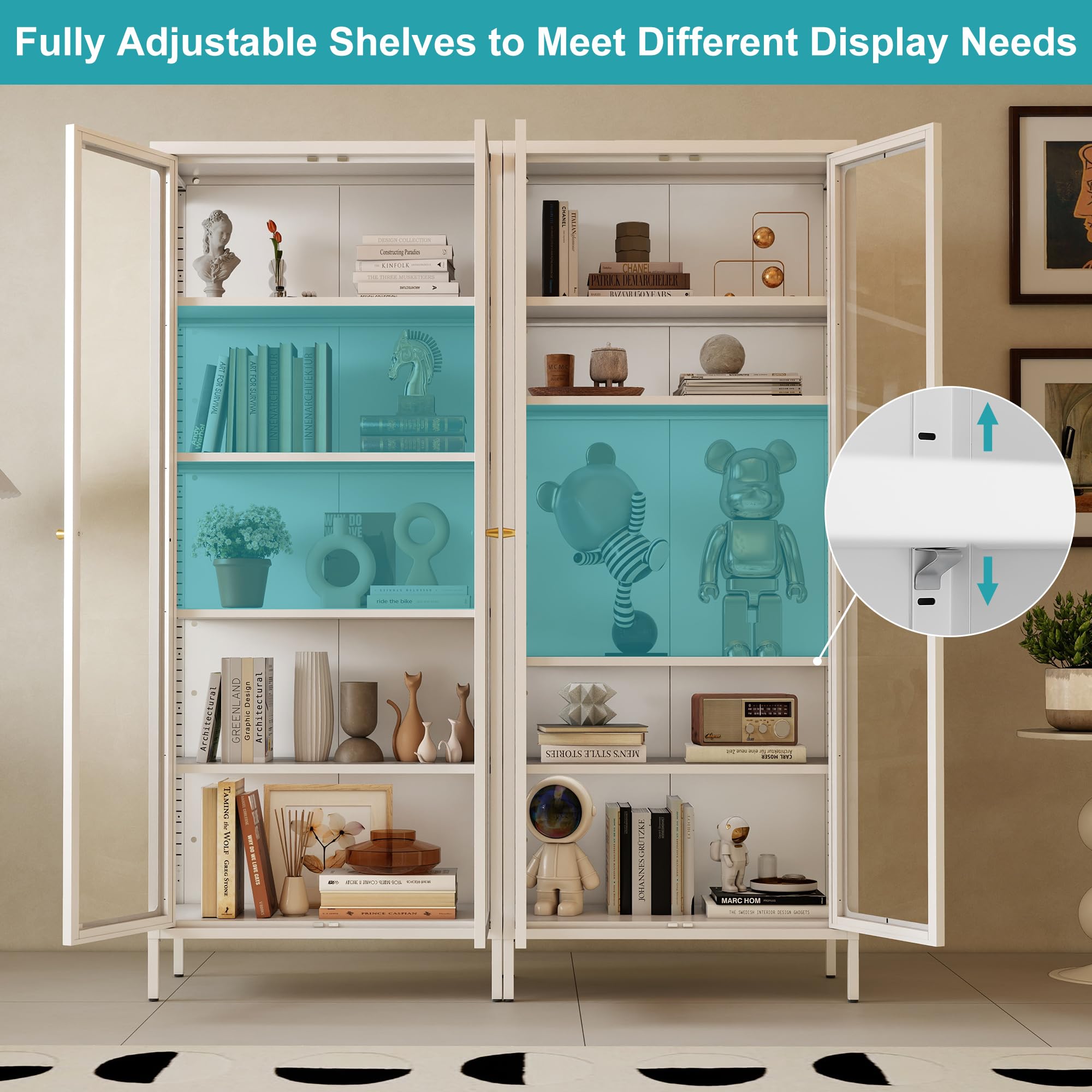 5-Tier Glass Display Cabinet with LED Lights
