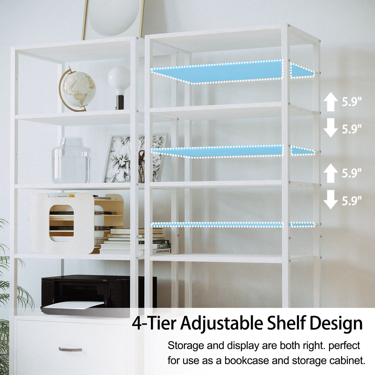 Industrial Bookcase with File Drawers