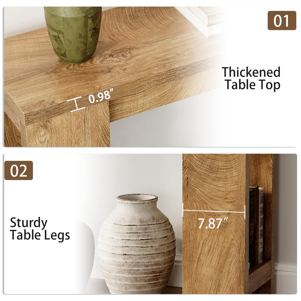 Tohomeor Entryway Console Table, Farmhouse Narrow Sofa Table Behind Couch, Wood Rectangular Accent Table for Living Room Hallway Entrance Foyer, Rustic Wood Grain