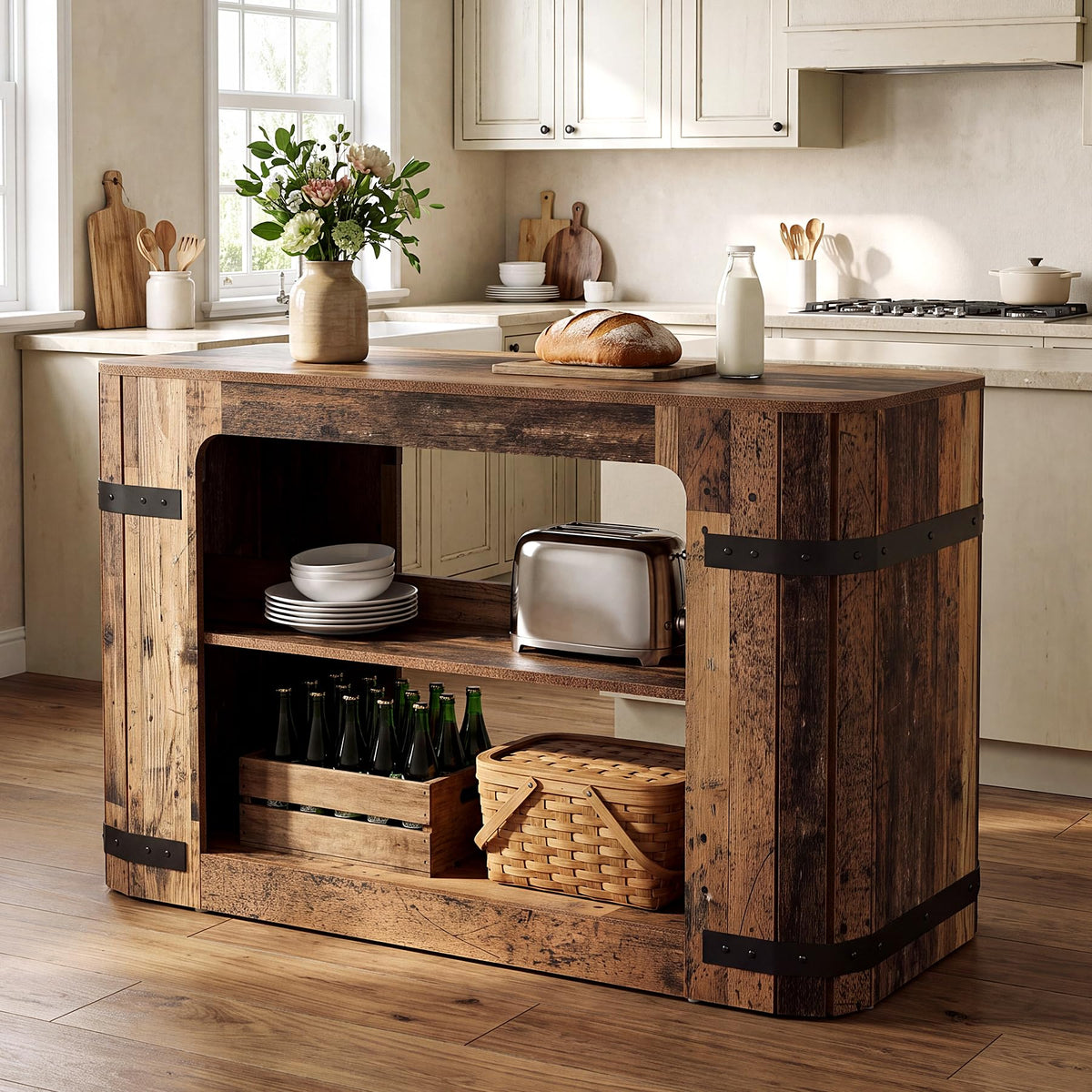 Farmhouse Kitchen Island with Storage
