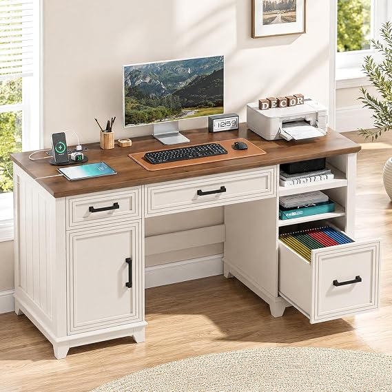 Farmhouse Desk with Charging Station