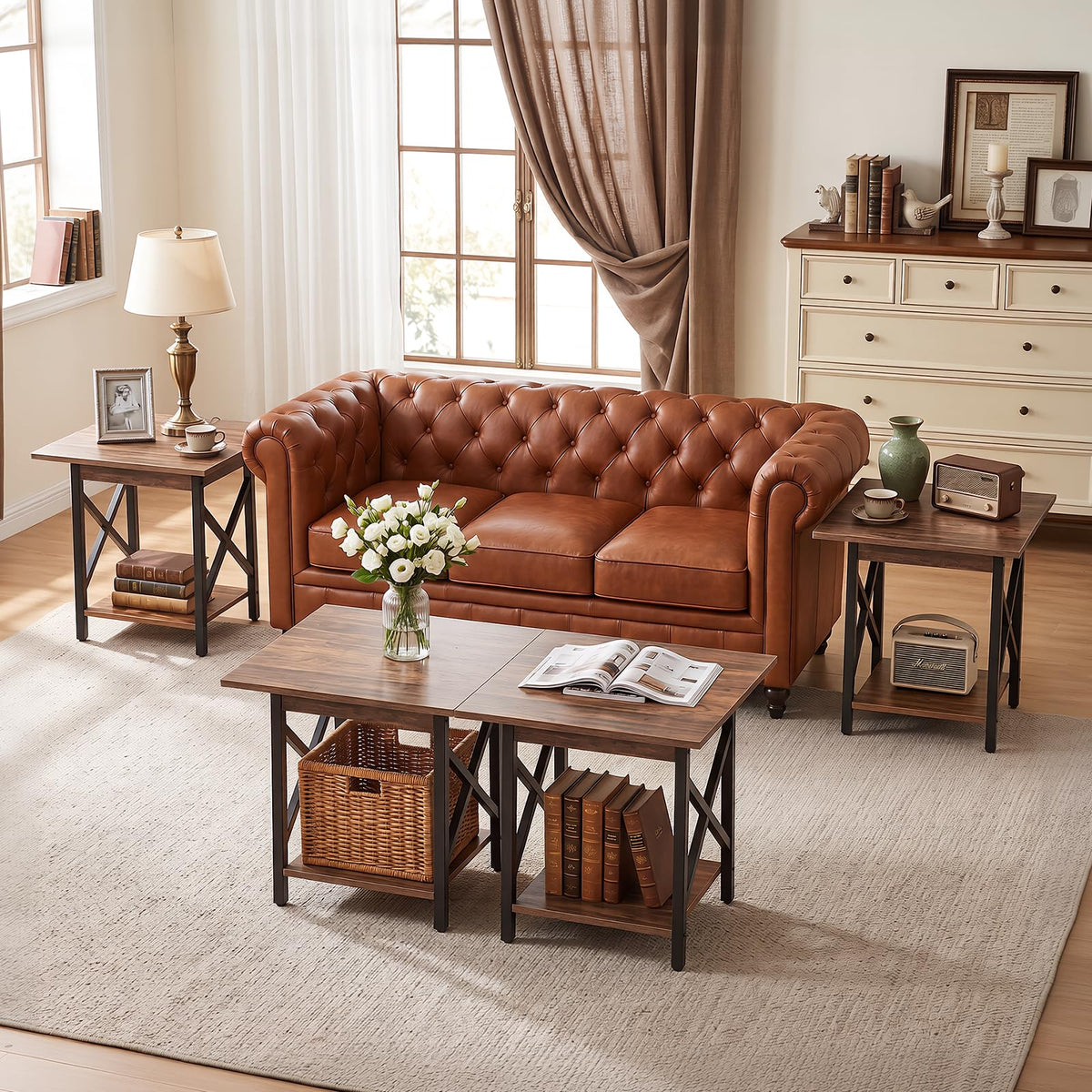 Square End Table with Storage