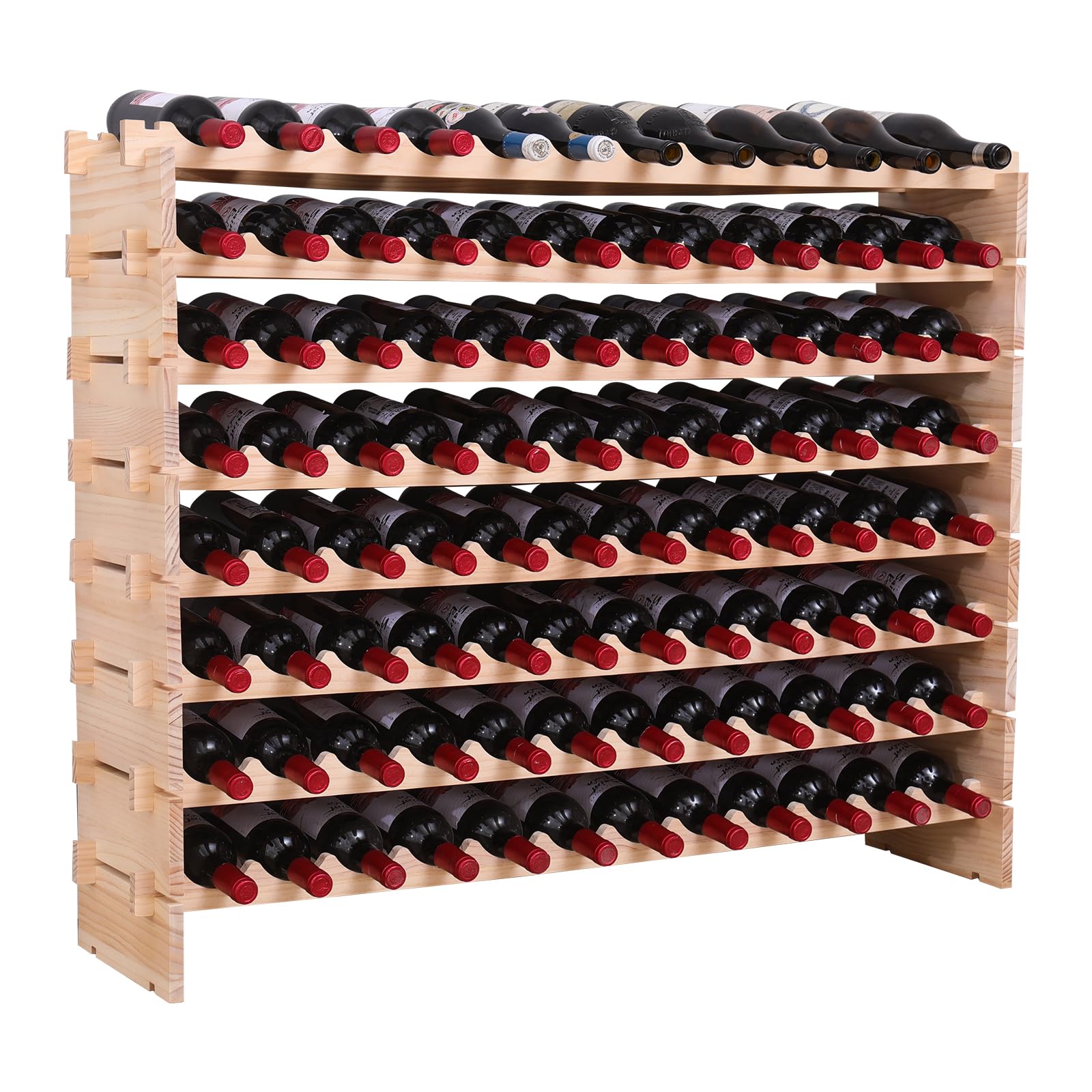 Freestanding Wooden Wine Rack – 96 Bottle Capacity