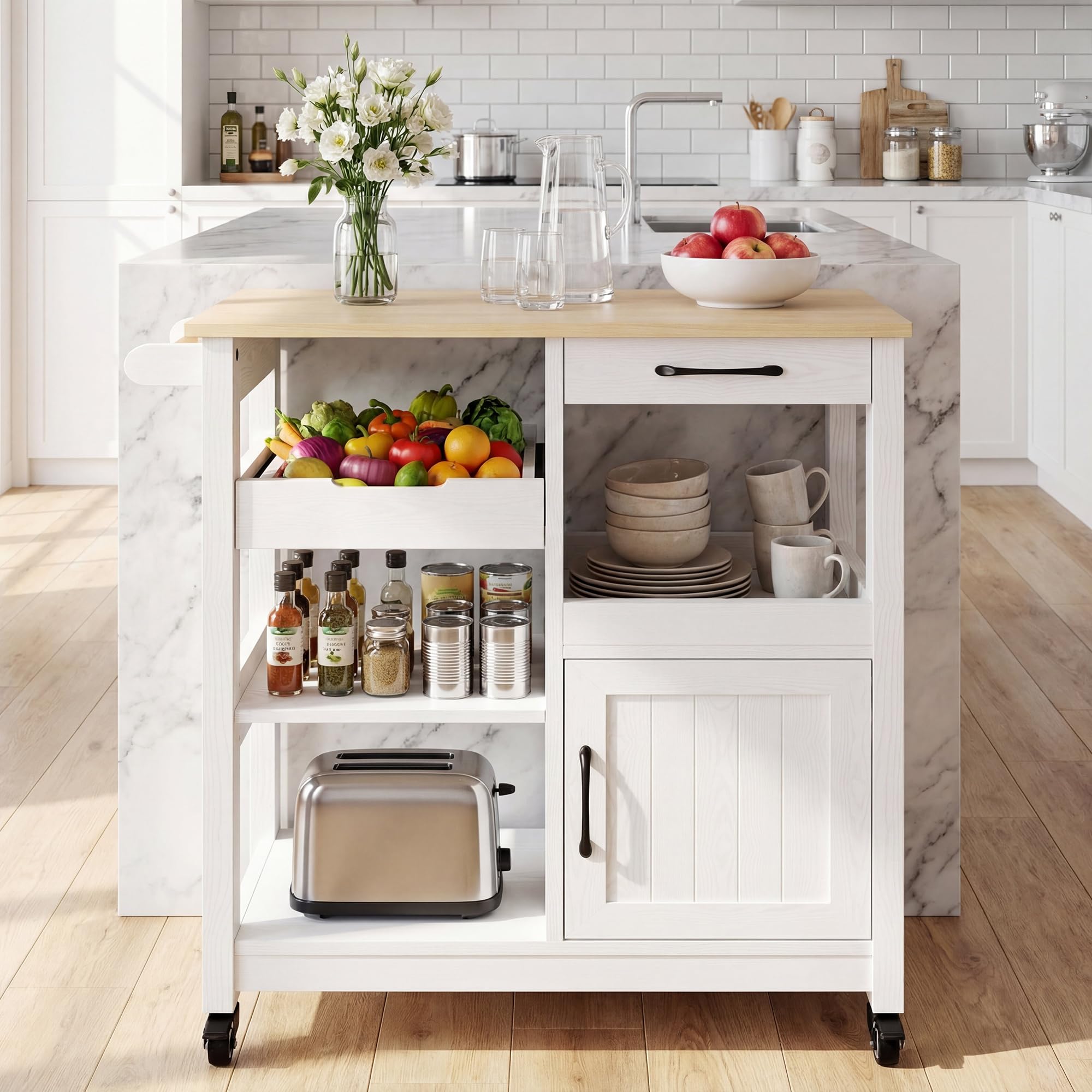 Rolling Kitchen Island with Storage