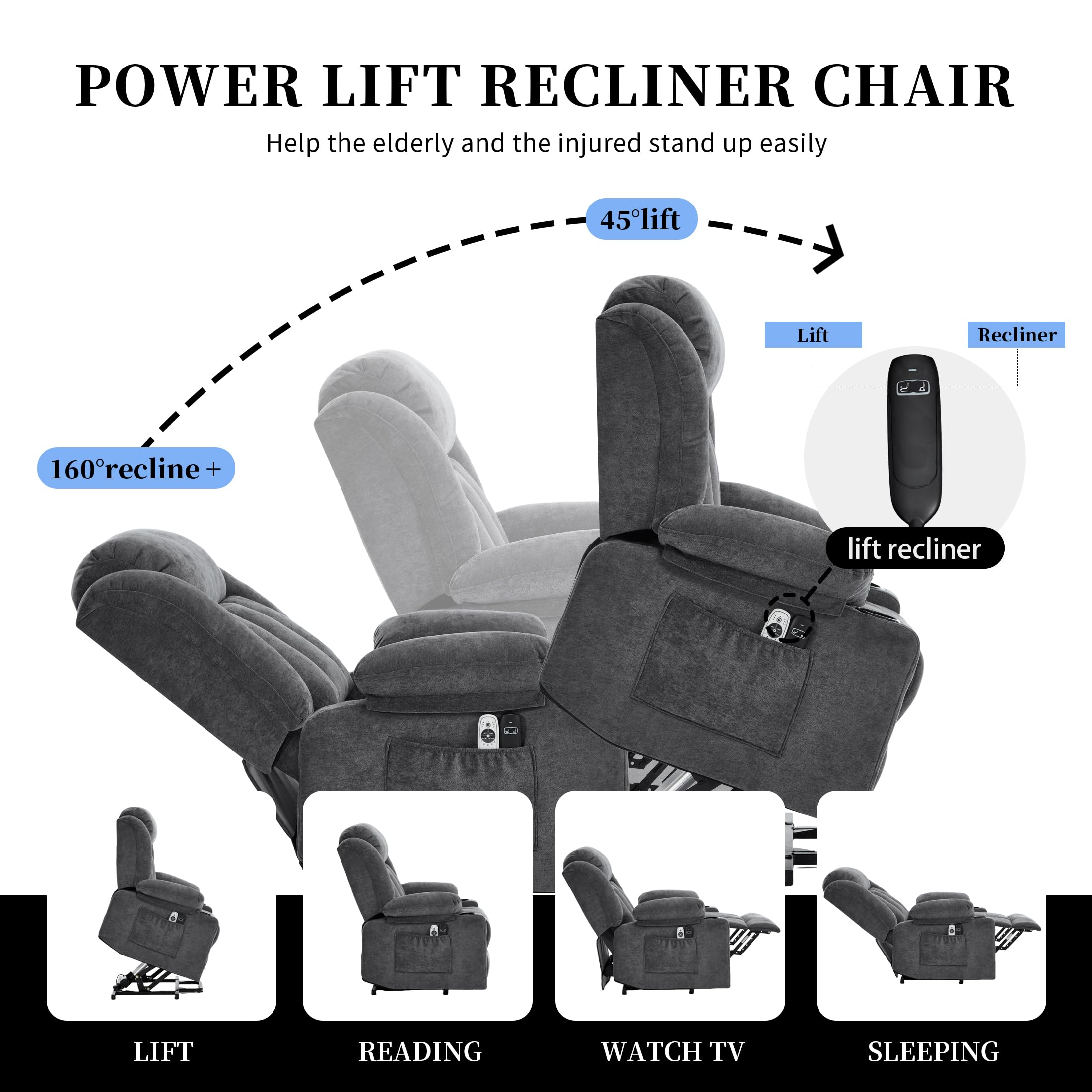 Power Lift Recliner Chair with Massage & Heat