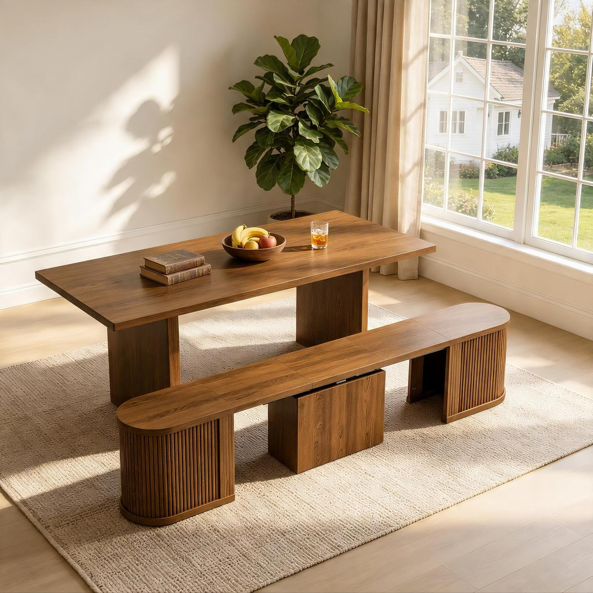 Extendable Curved Dining Bench