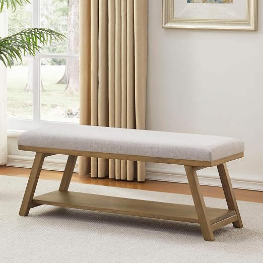 Upholstered Entryway Storage Bench with Shoe Rack