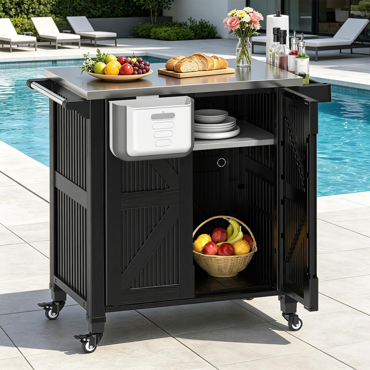 Outdoor Grill Cart with Stainless Steel Top