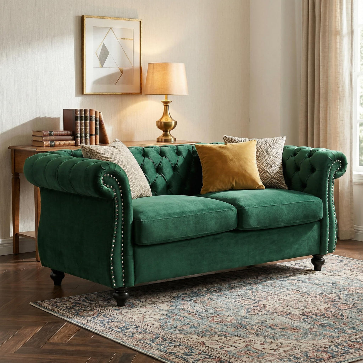 Velvet Chesterfield Loveseat