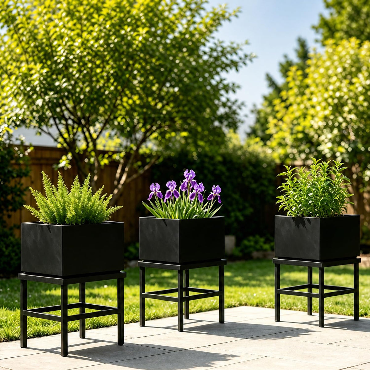 Hongsane Metal Heavy Duty Plant Stand Indoor Outdoor,18 Inch Large Plant Stands Riser,Tall Wrought Iron Pedestal Holders for Flower Pot,Outside Rust-Proof Black Flower Display Shelf for Patio,1-Pack