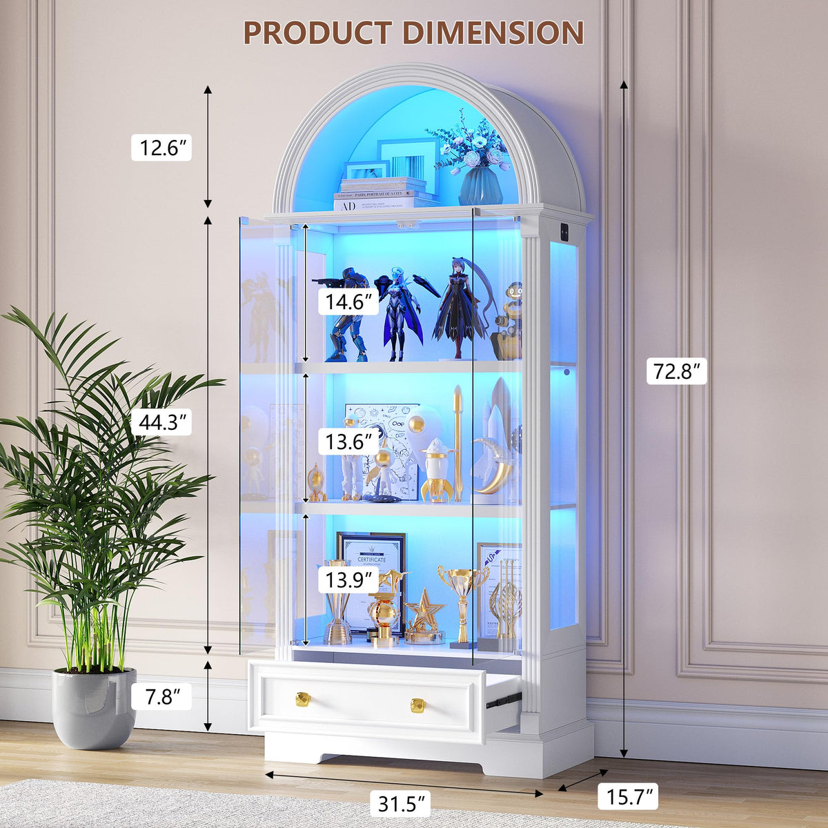 Dystler Curio Cabinet with Glass Doors & LED Lights