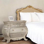 3-Drawer Bombé Nightstand – Antique White