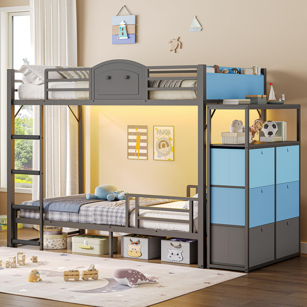 Convertible Twin Bunk Bed with Storage