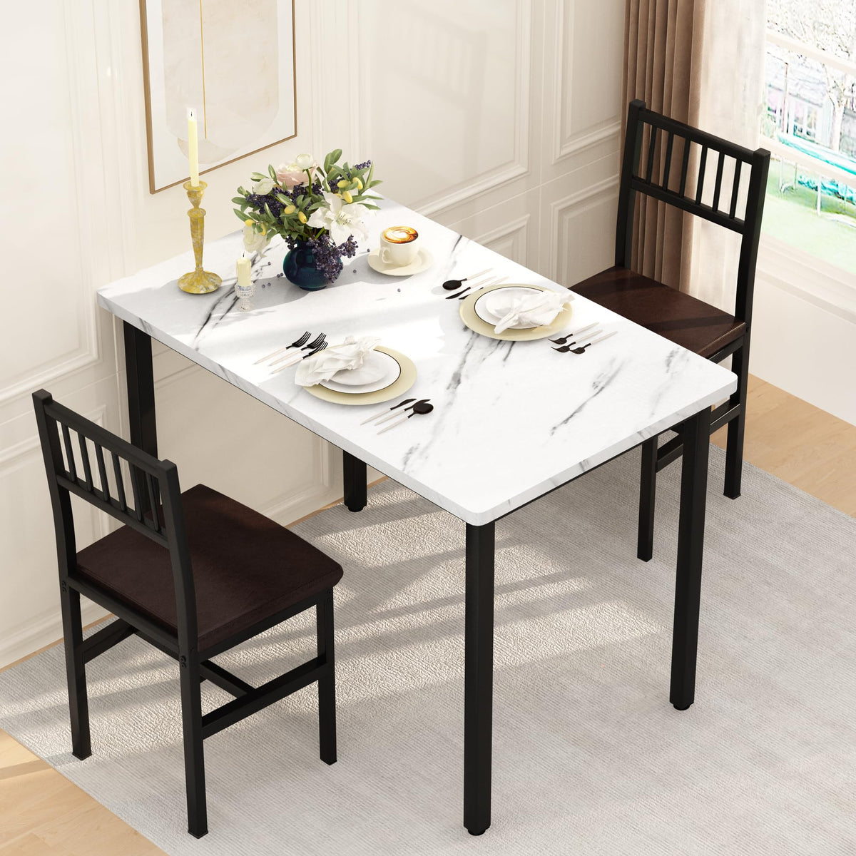 White 3-Piece Dining Table Set