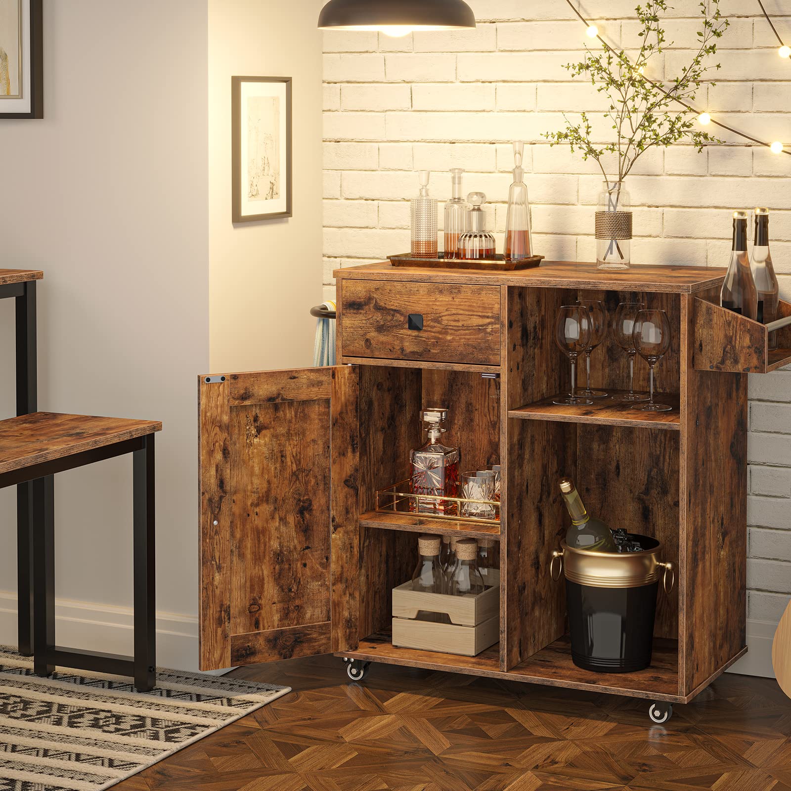 Rolling Kitchen Island Cart with Storage