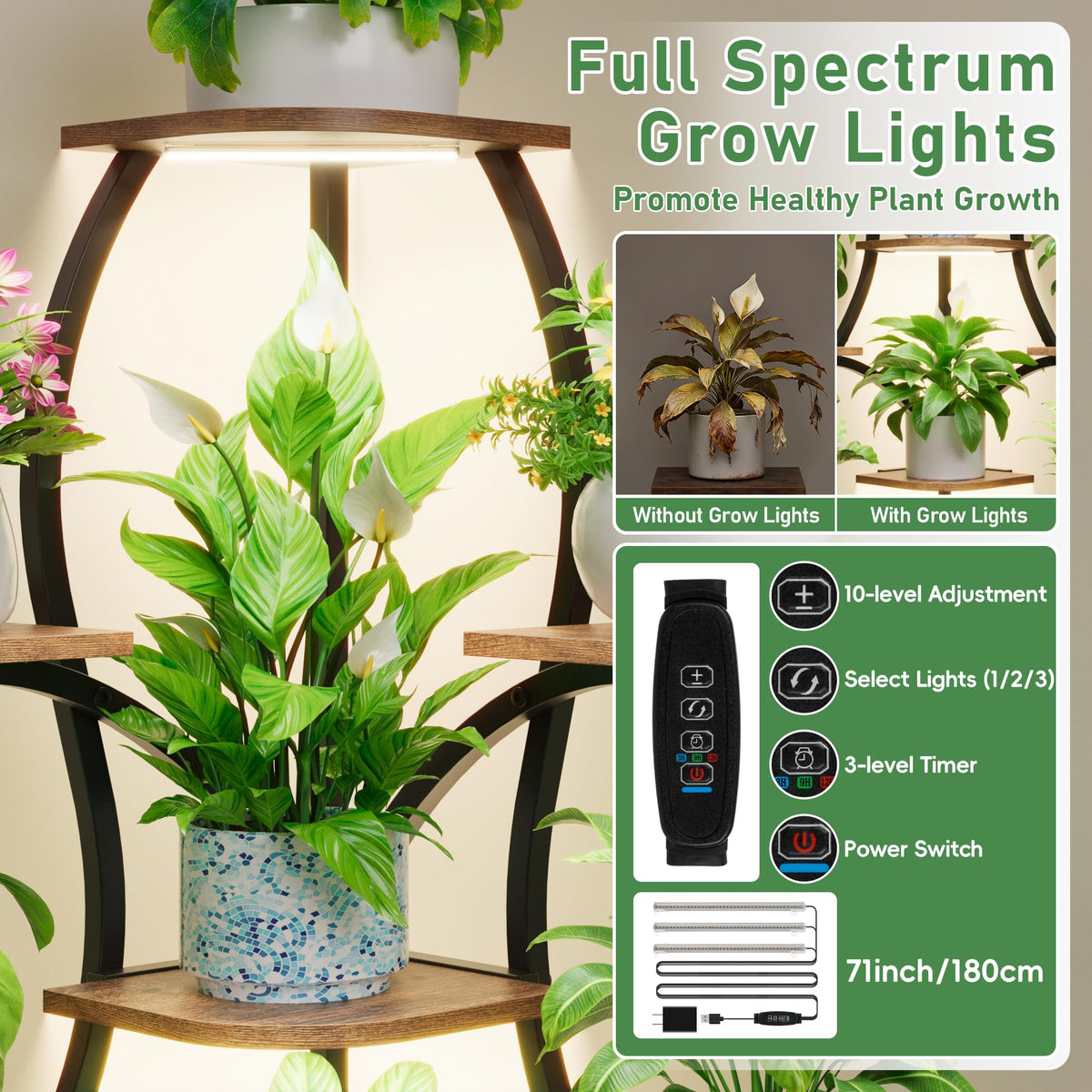 Corner Plant Stand with Grow Light
