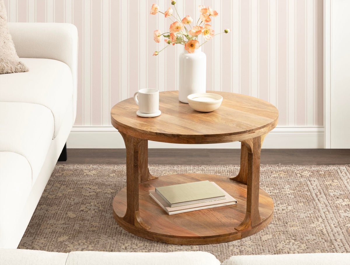 Round Mango Wood Coffee Table