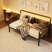 Twin Metal Daybed Frame with Wood Headboard