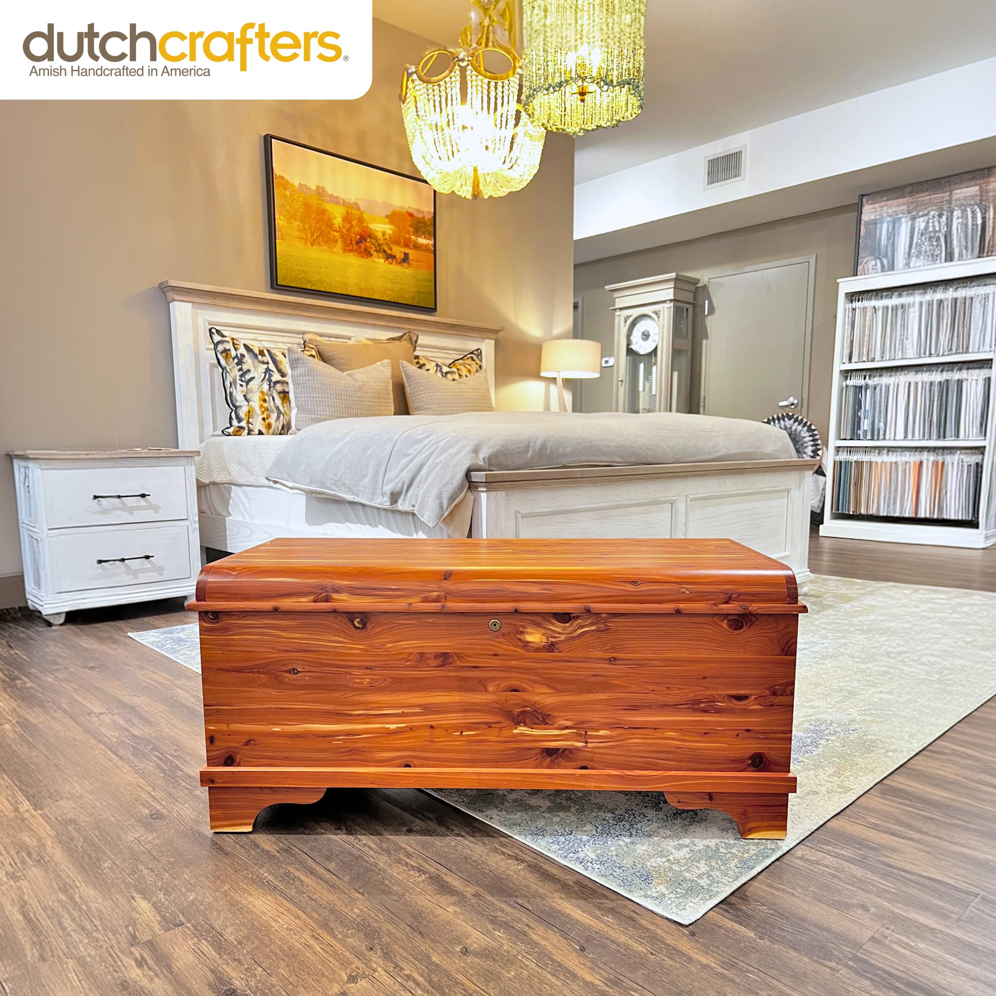 Solid Cedar Hope Chest with Lock & Waterfall Edge