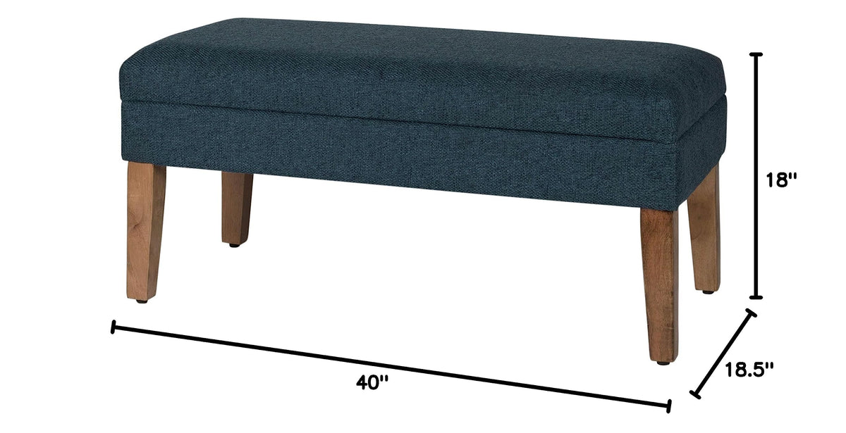 Navy Upholstered Storage Bench