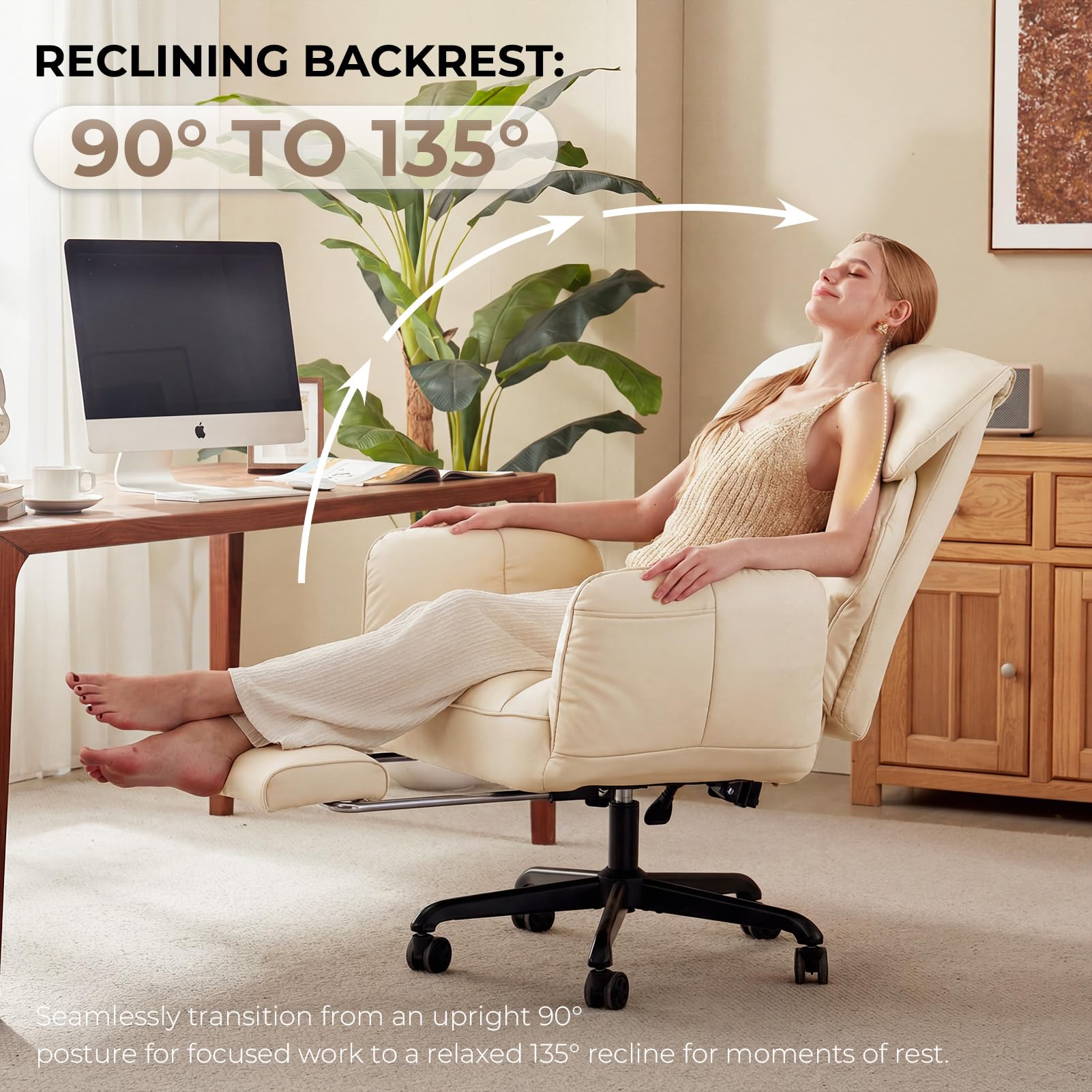 Cross Legged Office Chair with Pivoting Armrests & Pocket Spring