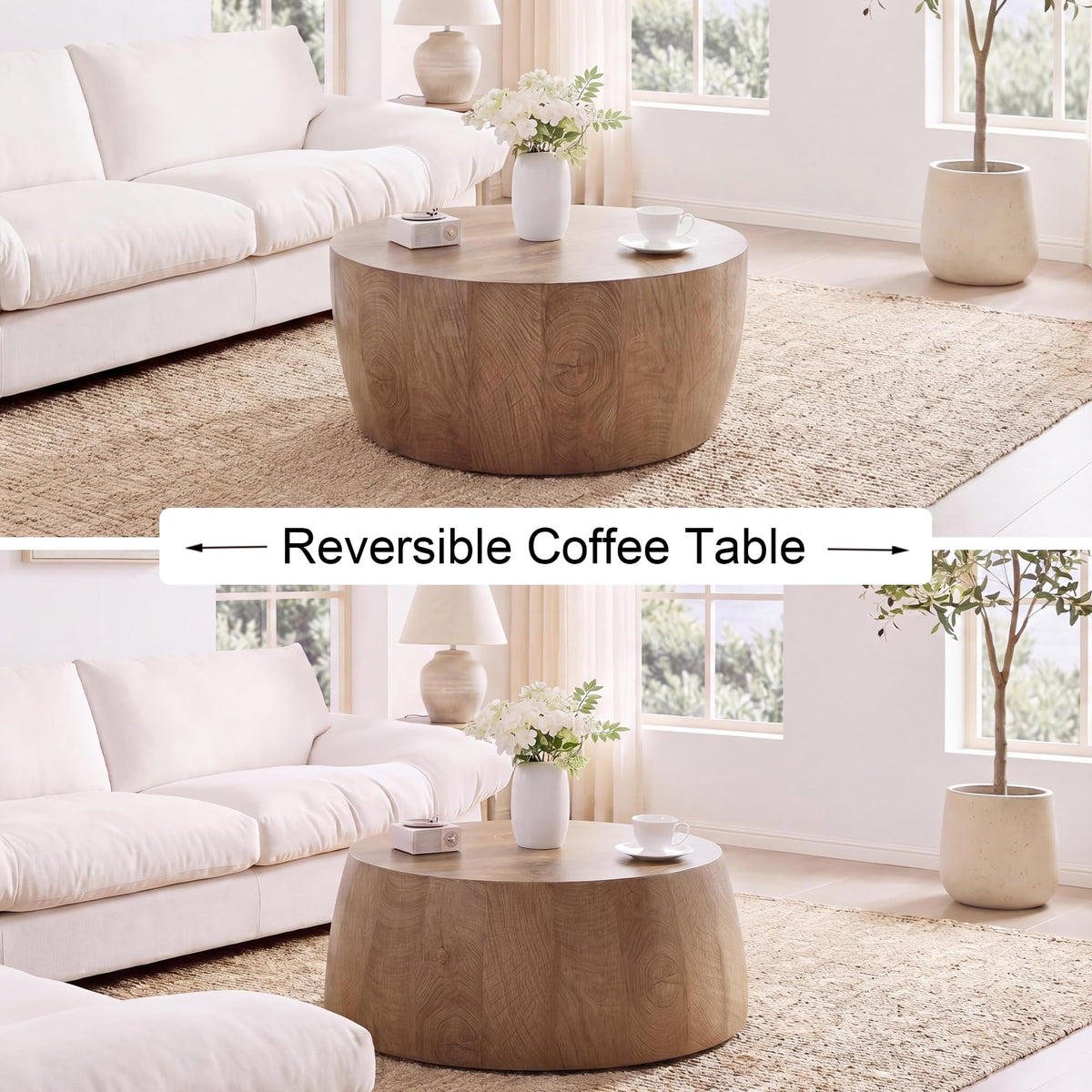 Round Reversible Drum Coffee Table