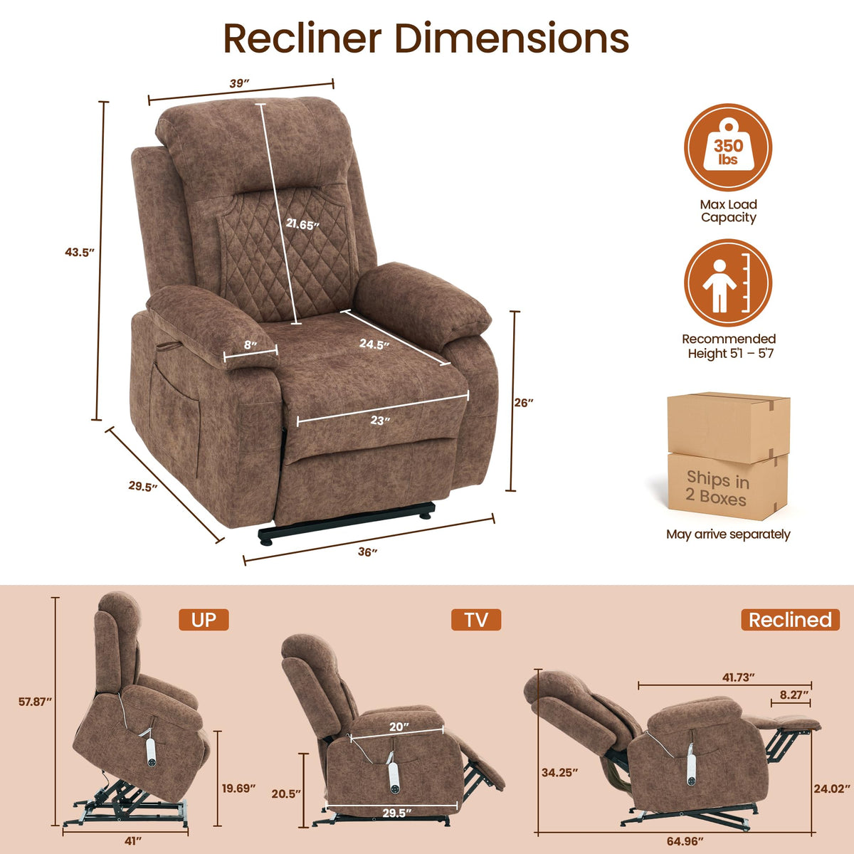 Dual Motor Massage Lift Recliner