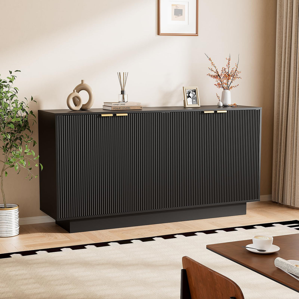 Black Fluted Sideboard