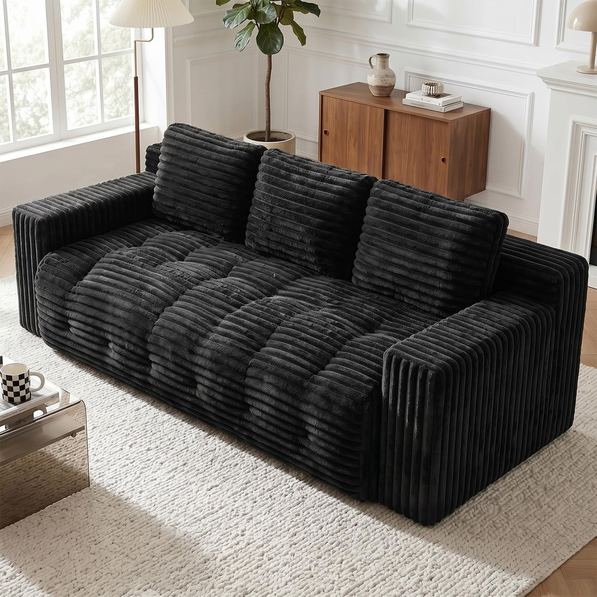 3-Seater Corduroy Boneless Sofa