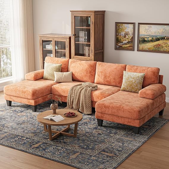 112-Inch U-Shaped Sectional Sofa