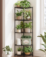 Bamworld Corner Shelf 5 Tier Stand, Black