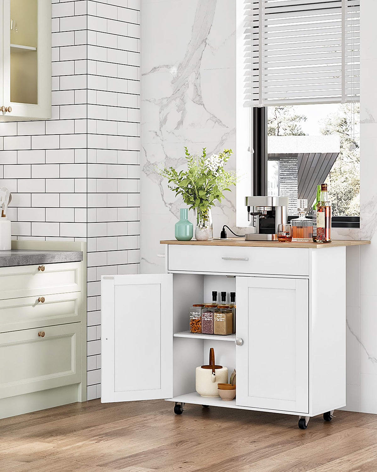 Drop-Leaf Rolling Kitchen Island