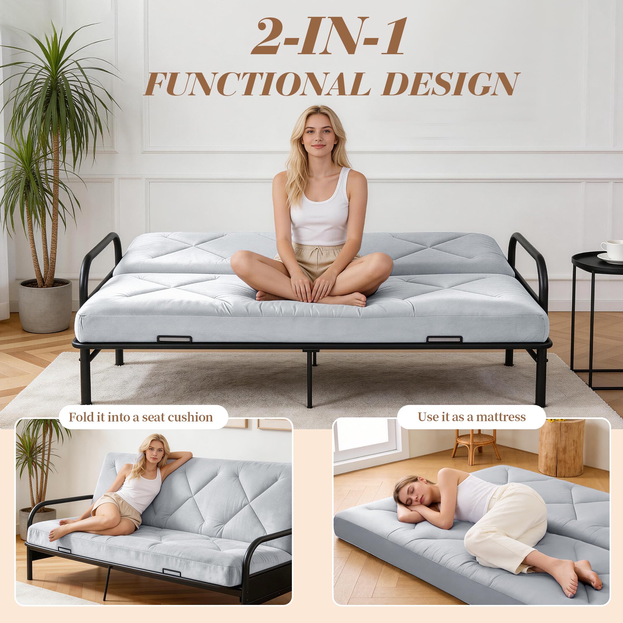 Foldable Futon Mattress with Zipper Connection