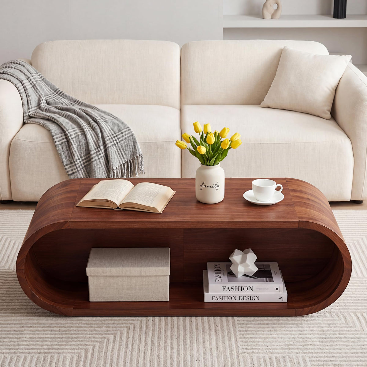 Oval Coffee Table with Storage