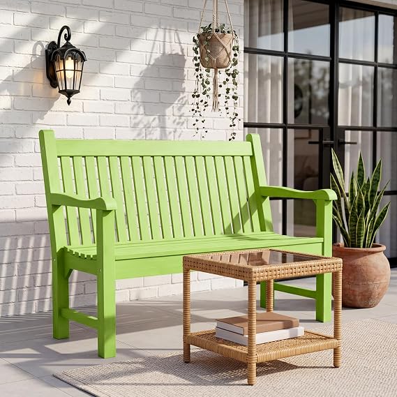 2-Person Outdoor Patio Bench, 700 lbs Capacity, Weatherproof Poly Lumber