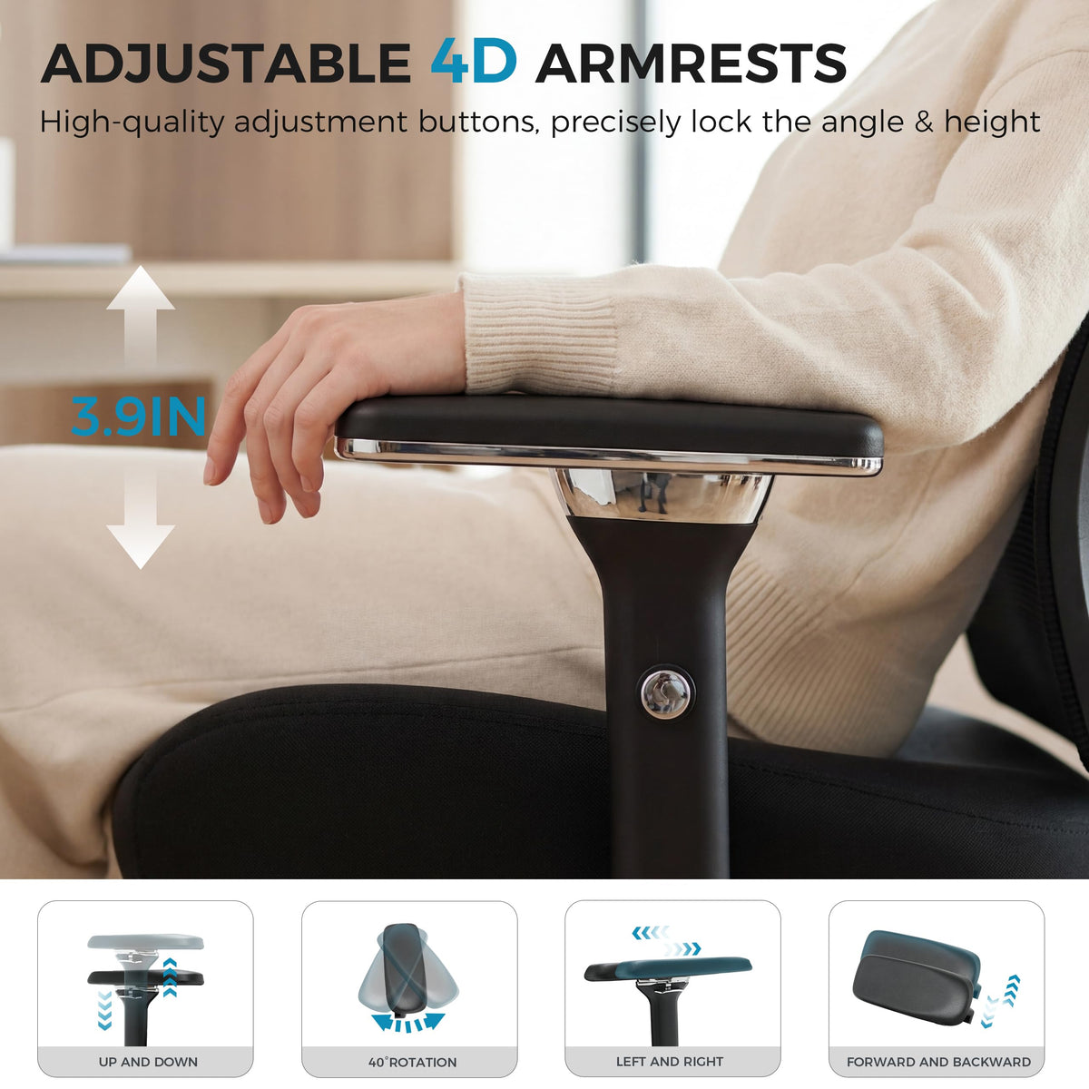 Big and Tall Office Chair 700lbs with Ergonomic W Wide Thick Seat Cushion, Oversized Mesh Desk Chair with Adjustable Lumbar Support, Computer Chair with Upgraded 4D Armrests