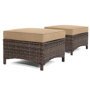 HILLGA 2PCS Outdoor Ottomans for Patio, Outdoor Footstools with Steel Frame
