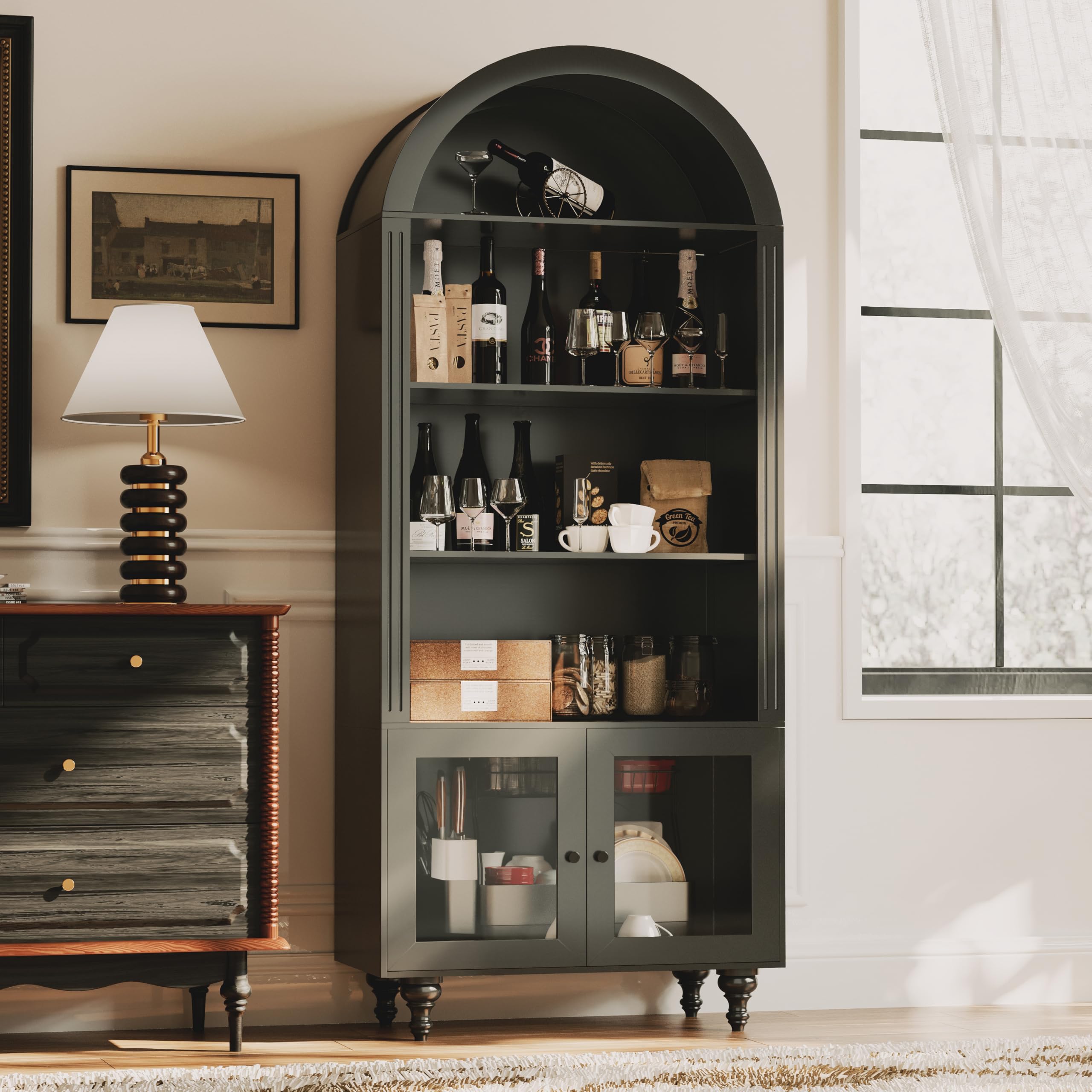 Glass Door Display Cabinet with LED Lights