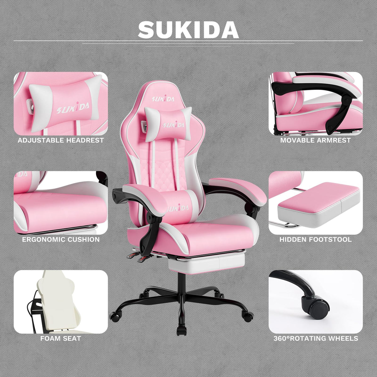 Pocket Spring Gaming Chair with Footrest