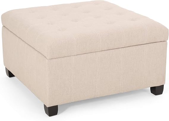 Tufted Fabric Storage Ottoman