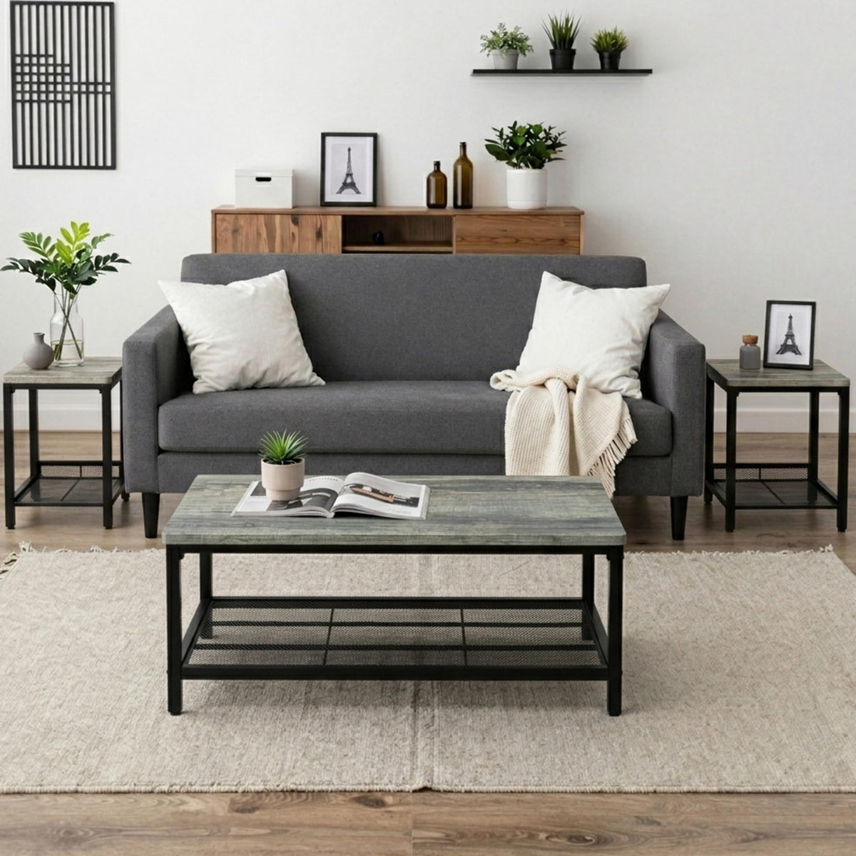 Ariseast 3-Piece Coffee Table Set with 2 End Tables